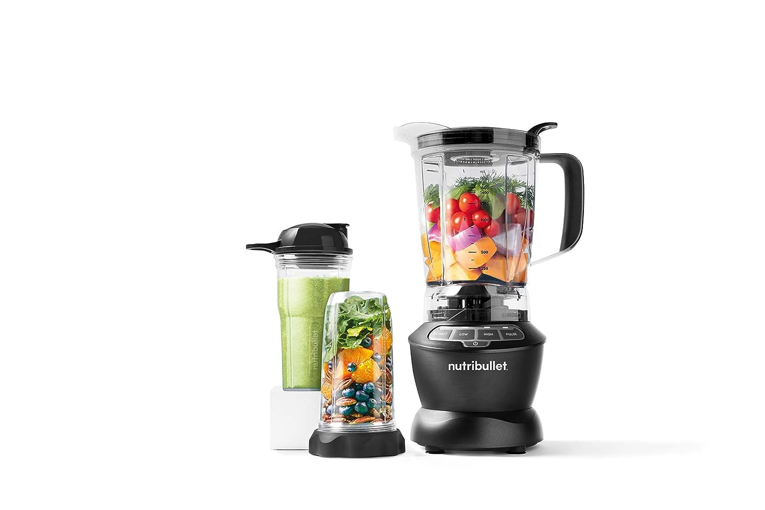 NutriBullet Full Size Blender + Combo , 7 Piece Set, Multi-Function High Speed Blender, Mixer System with Nutrient Extractor, Smoothie Maker, Dark Grey, 1000 Watts خلاط بالحجم الكامل عالي السرعة متعدد الوظائف من نوتري بوليت بقدرة 1000 واط NutriBullet Full Size Blender + Combo , 7 Piece Set, Multi-Function High Speed Blender, Mixer System with Nutrient Extractor, Smoothie Maker, Dark Grey, 1000 Watts خلاط بالحجم الكامل عالي السرعة متعدد الوظائف من نوتري بوليت بقدرة 1000 واط